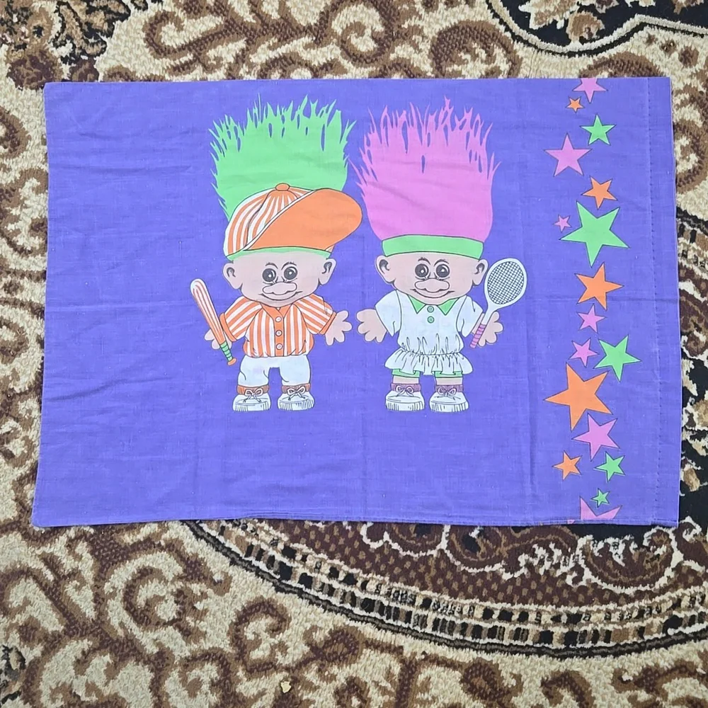 Treasure Troll Doll Pillowcase Bedding 90s 1990 Vintage Retro Summer Cartoon - Picture 3 of 7